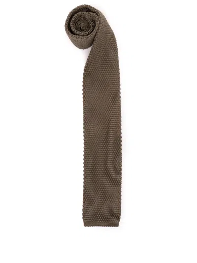 Brunello Cucinelli Knitted Silk Tie In Brown