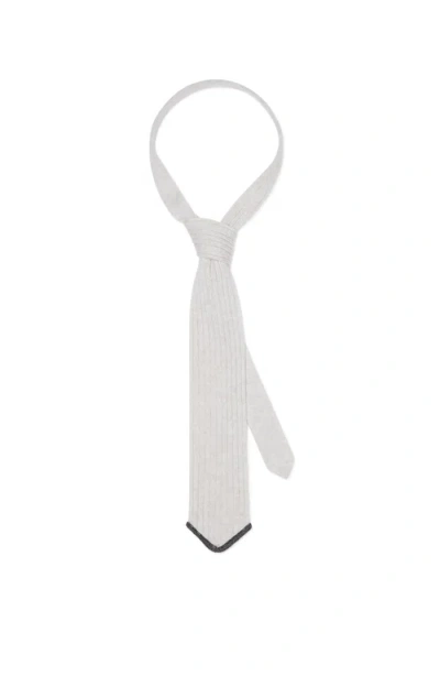 Brunello Cucinelli Knit Necktie In Light Grey