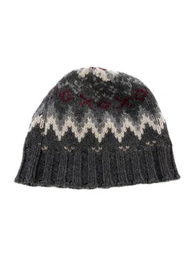 Pre-owned Brunello Cucinelli Knit Patterned Cashmere Beanie In Gray