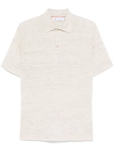 Brunello Cucinelli Logo Cotton Polo Shirt In White