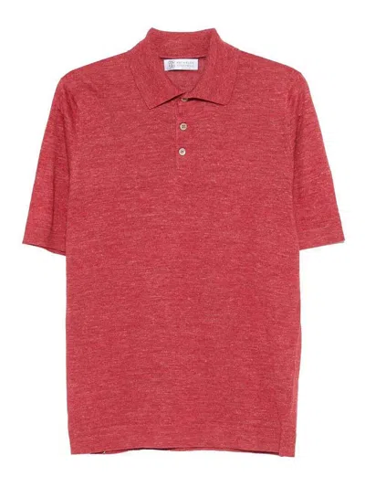 Brunello Cucinelli Knit Polo In Red