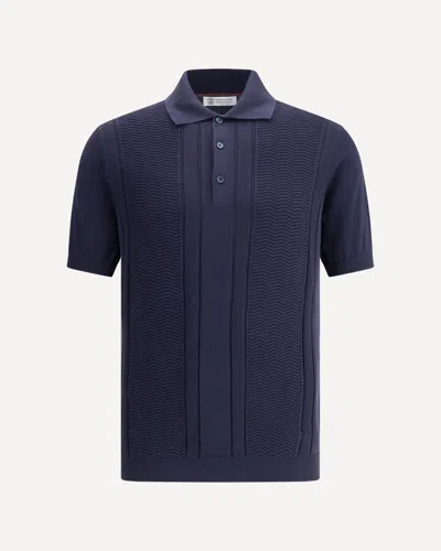 Brunello Cucinelli Knitted Polo Shirt In Black