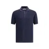 Brunello Cucinelli Knit Polo Shirt In Blue