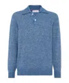 Brunello Cucinelli Alpeca-blend Flecked Polo Sweater In Blue