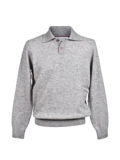 Brunello Cucinelli Knit Polo-collar Wool Sweater In Gray