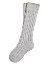 Brunello Cucinelli Knit Ribbed Socks In Gray
