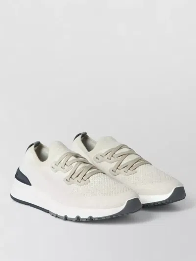 Brunello Cucinelli Knit Runner Sneakers Cotton Blend Design In Multi