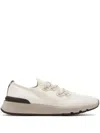 Brunello Cucinelli Mens Brand-embossed Knitted Low-top Trainers Beige In Neutral