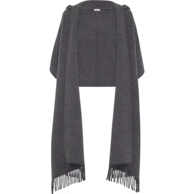 Brunello Cucinelli Knit Scarf With Hood In Gray