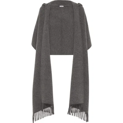 Brunello Cucinelli Knit Scarf With Hood In Gray