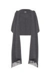 Brunello Cucinelli Wool-cashmere Hooded Scarf In Lead