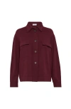 Brunello Cucinelli Wraparound Wool Cashmere Cardigan With Patch Pockets In Red