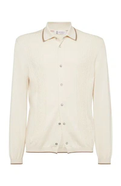 Brunello Cucinelli Knit Shirt In Ecru