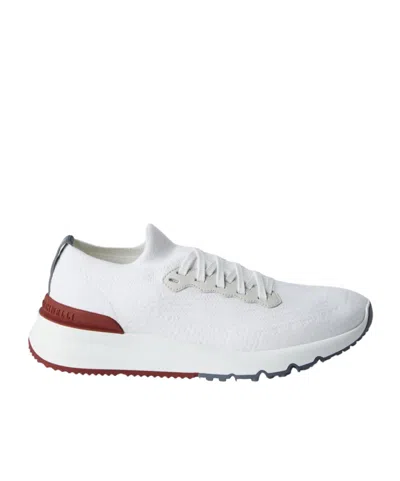 Brunello Cucinelli Knit Slip-on Sneakers In White