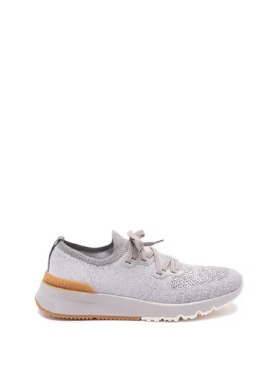 Brunello Cucinelli Knit Sneakers In Brown