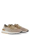 Brunello Cucinelli Men Knit Sneakers In Beige