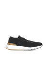 Brunello Cucinelli Gros Grain Logo Blue Sneakers In Black