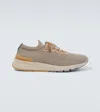 Brunello Cucinelli Knitted-upper Sneakers In Grey