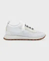 Brunello Cucinelli Knit Suede Trainer Sneakers In White