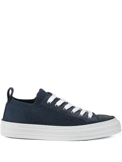 Brunello Cucinelli Knit Suede-panel Sneaker In Multi