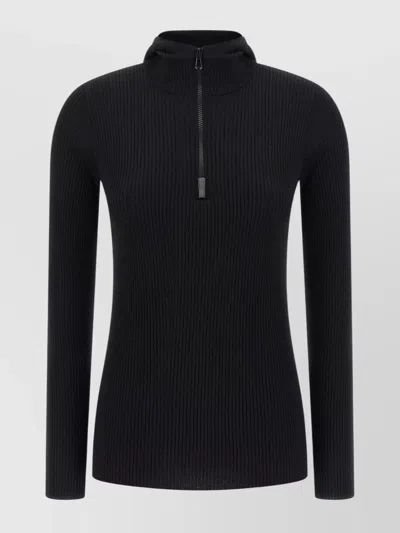 BRUNELLO CUCINELLI KNIT SWEATER HOOD RIBBED TEXTURE