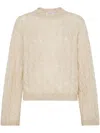 Brunello Cucinelli Wool-mohair Cable-knit Sweater In Beige