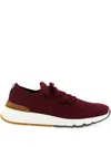 Brunello Cucinelli Knit Upper Sneakers Pull Tab Rubber Sole In Burgundy
