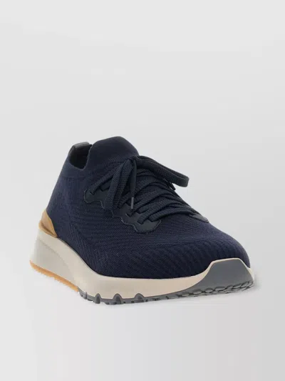 BRUNELLO CUCINELLI KNIT UPPER SNEAKERS WITH PULL TAB