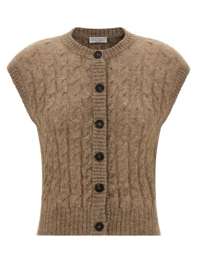 Brunello Cucinelli Knit Vest In Brown
