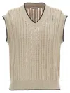 Brunello Cucinelli Beige Knit Vest