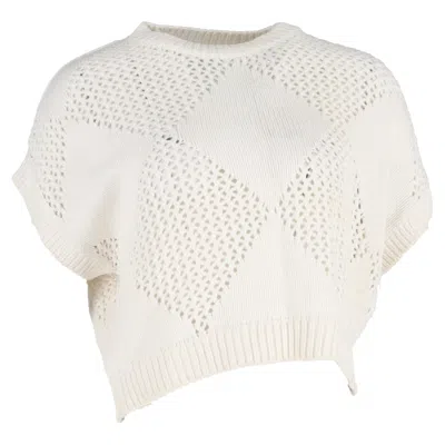 Brunello Cucinelli Knit Vest Top In White Cotton