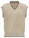 Brunello Cucinelli Knit Vest With Contrast Piping