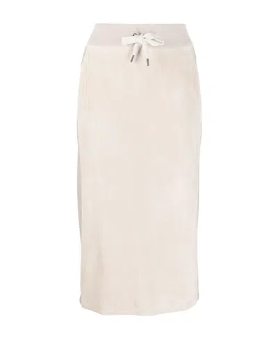 Brunello Cucinelli Knit-panelled Suede Skirt In Pink