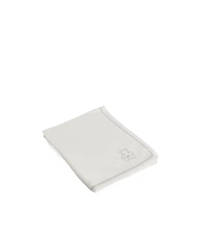 Brunello Cucinelli Knitted Baby Bernie Embroidered Blanket In White