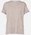 Brunello Cucinelli Knitted Cashmere And Silk-blend T-shirt In Grey