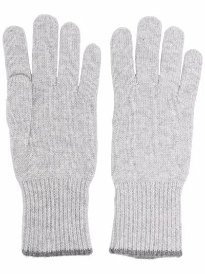 Brunello Cucinelli Knitted Cashmere Gloves In Orange