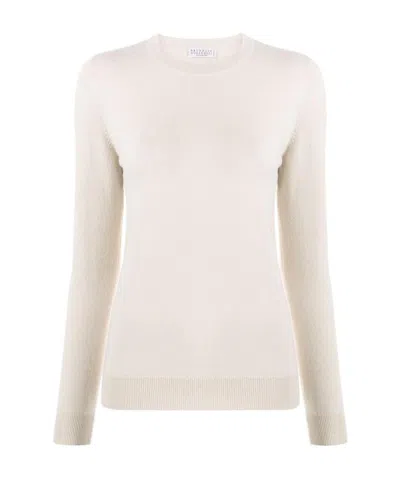 Brunello Cucinelli Knitted Cashmere Jumper In White