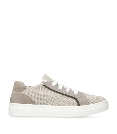 Brunello Cucinelli Kids' Knitted Panelled Sneakers In Neutrals