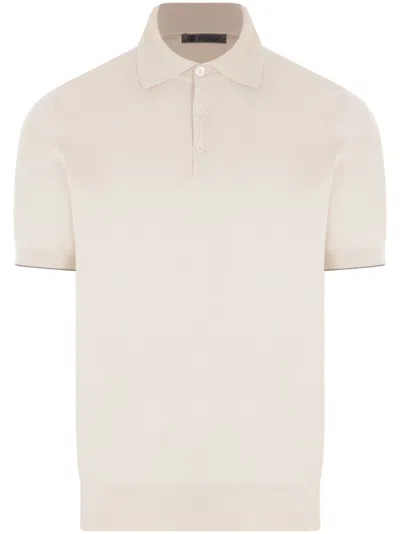Brunello Cucinelli Men Lightweight Cotton Knit Polo Shirt In Neutral