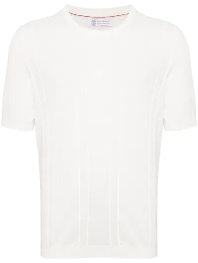 Brunello Cucinelli Knitted Cotton T-shirt In White