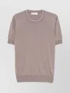 Brunello Cucinelli Knitted Cotton T-shirt Trim Contrasting