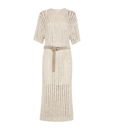 BRUNELLO CUCINELLI KNITTED DAZZLING MIDI DRESS