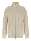 Brunello Cucinelli Cashmere Knit Down Jacket With Zip In Neutral