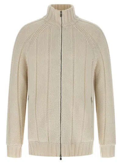 Brunello Cucinelli Knitted Down Jacket Puffer Jackets Multicolor In Neutral