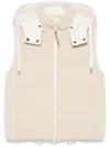 Brunello Cucinelli Cotton Blend Rib-knit Hooded Gilet In Neutrals