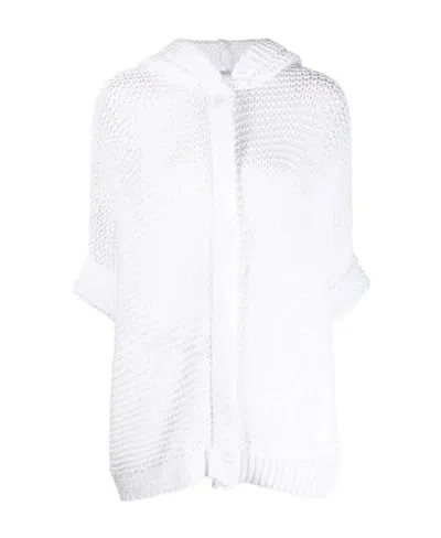 Brunello Cucinelli Knitted Hooded Cardigan In White