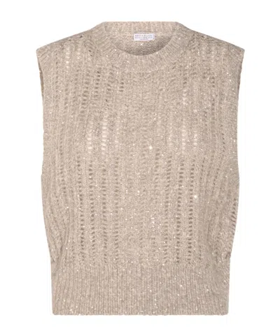 BRUNELLO CUCINELLI BRUNELLO CUCINELLI KNITTED SLEEVELESS TOP