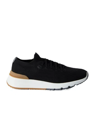 Brunello Cucinelli Stretch Knit Sneakers In Black