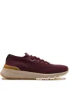 Brunello Cucinelli Men Burgundy Knit And Leather Runners In Burgundy