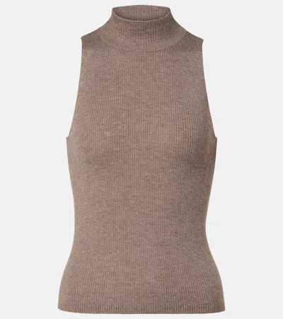 Brunello Cucinelli Women Brown Sparkling Top, Xs Luxury Tops For Women Darveys In Neutral